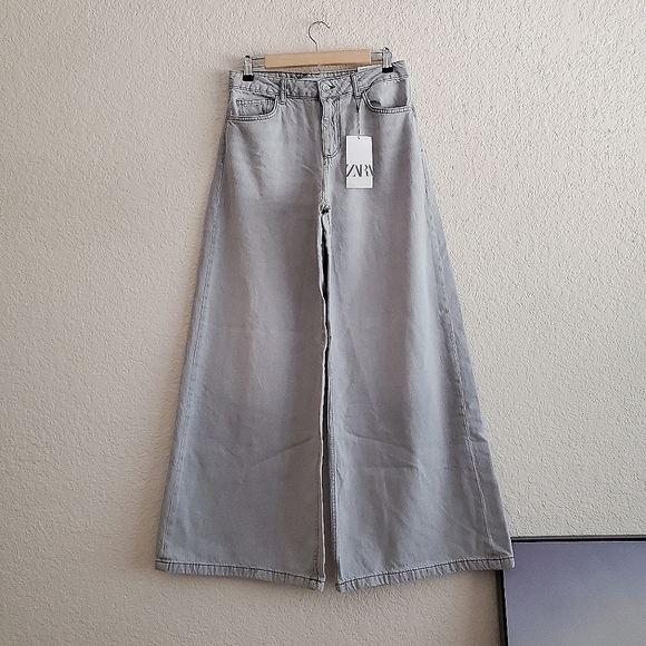 ZARA mid rise palazzo wide jeans grey - Picture 15 of 16